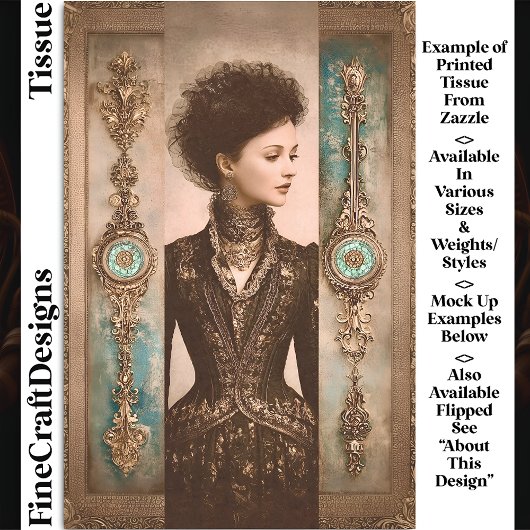 Woman in Black, Baroque Panels DX9R Decoupage Seidenpapier