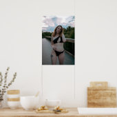 Woman In Black Bikini On Boardwalk Poster (Küche)