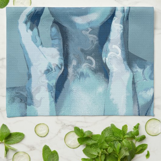 "Woman in Blue" Geschirrtuch (Gefaltet)