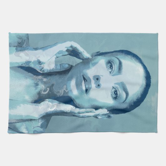 "Woman in Blue" Geschirrtuch (Horizontal)