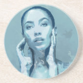 "Woman in Blue" Getränkeuntersetzer (Vorne)
