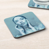 "Woman in Blue" Getränkeuntersetzer (Linke Seite)