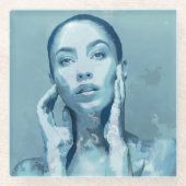 "Woman in Blue" Glasuntersetzer (Vorderseite)