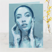 "Woman in Blue" Karte (Gelbe Blume)