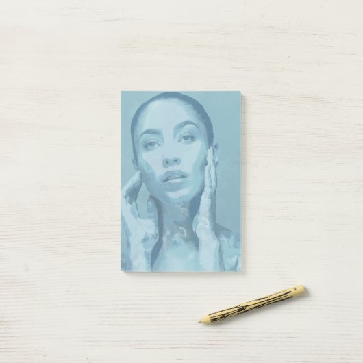 "Woman in Blue" Post-it Klebezettel (Auf Schreibtisch)