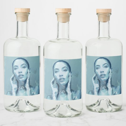 "Woman in Blue" Premium Canvas  Alkoholflaschenetikett (Flaschen)