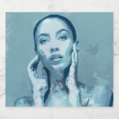 "Woman in Blue" Premium Canvas  Alkoholflaschenetikett (Einzelnes Label)
