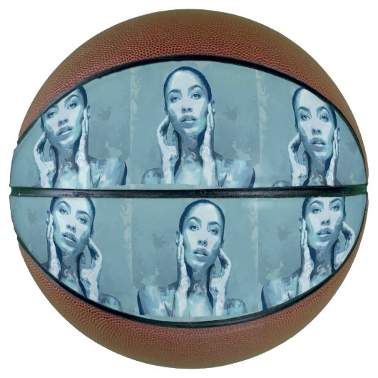 "Woman in Blue" Premium Canvas Basketball (Vorderseite)