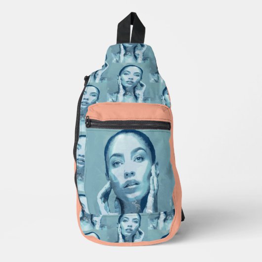 "Woman in Blue" Premium Canvas Crossbody Bag (Vorderseite)