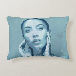 "Woman in Blue" Premium Canvas  Dekokissen