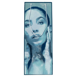 "Woman in Blue" Premium Canvas  Geschenktüte Für Weinflaschen