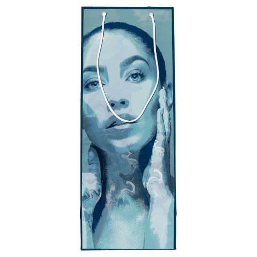 "Woman in Blue" Premium Canvas Geschenktüte Für Weinflaschen (Rückseite)