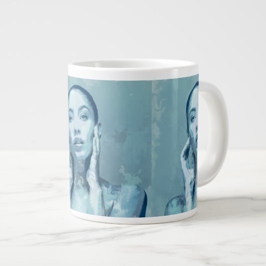 "Woman in Blue" Premium Canvas Jumbo-Tasse (Vorderseite Rechts)