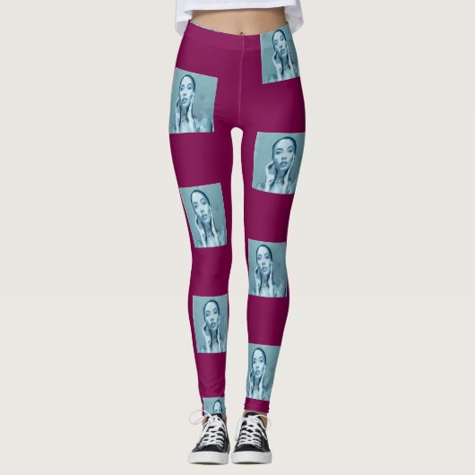 "Woman in Blue" Premium Canvas Leggings (Vorderseite)