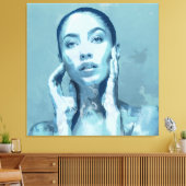 "Woman in Blue" Premium Canvas Leinwanddruck (Insitu (Wohnzimmer))