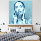 "Woman in Blue" Premium Canvas Leinwanddruck (Insitu (Schlafzimmer))