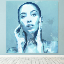 "Woman in Blue" Premium Canvas  Leinwanddruck