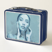 "Woman in Blue" Premium Canvas Metall Brotdose (Rückseite)