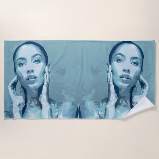 "Woman in Blue" Premium Canvas Strandtuch (Vorderseite)