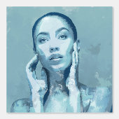 "Woman in Blue" Premium Canvas Tapete (Vorderseite)