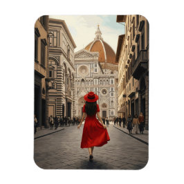 Woman in Florence Italy Travel Magnet