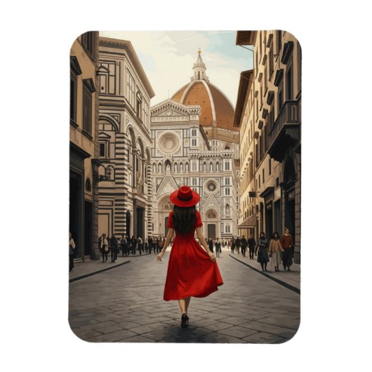 Woman in Florence Italy Travel Magnet (Vertikal)