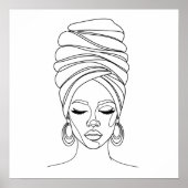 Woman in headwrap, line drawing poster (Vorne)