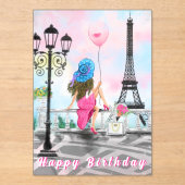 Woman In Paris Acrylic Birthday Card Acryleinladungen (Vorderseite)