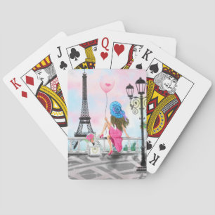 Woman in Paris Eiffel Tower Kartenspiel Geschenk Spielkarten