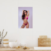 Woman In Pink Bikini And Sunglasses Poster (Küche)
