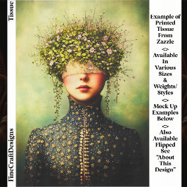 Woman, Lace Blindfold & Floral Crown EM8 Decoupage Seidenpapier