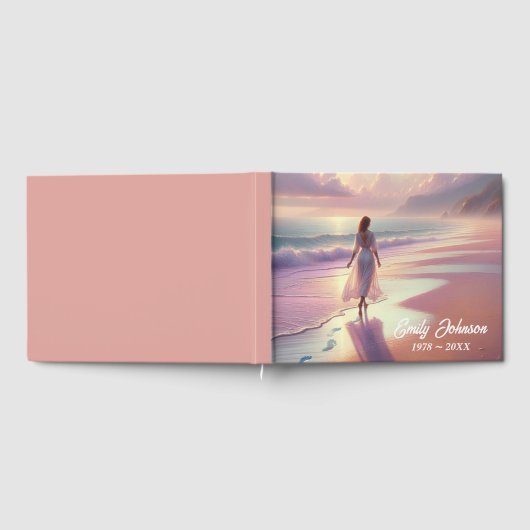 Woman Leaving Footprints On a Beach Gästebuch (Voll)