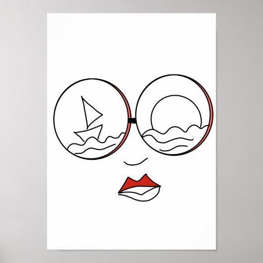 Woman Line Art Summer Beach Poster (Vorne)