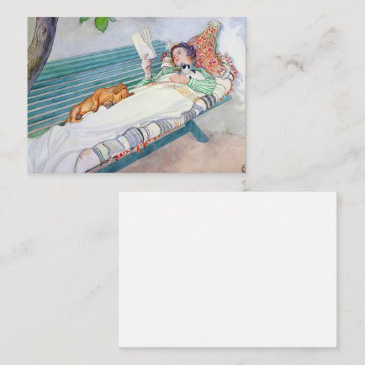 Woman Lying on a Bench, 1913 by Carl Larsson Mitteilungskarte (Vorne/Hinten)