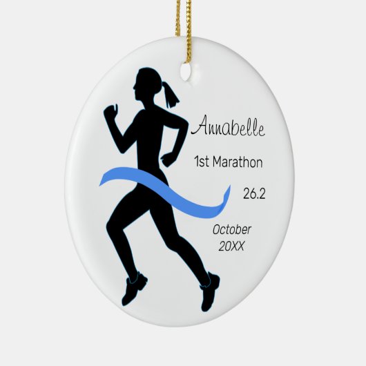 Woman Marathon Runner Blue Ornament (Rechts)