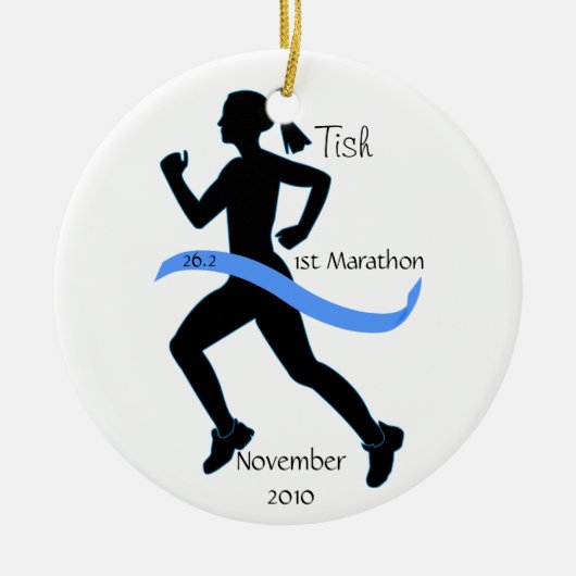 Woman Marathon Runner Ornament (Vorne)