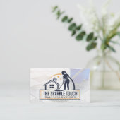 Woman Mopping House Floor | Janitorial Services Visitenkarte (Stehend Vorderseite)