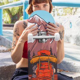 Woman Mountain Forest Trail Erlebnis Skateboard