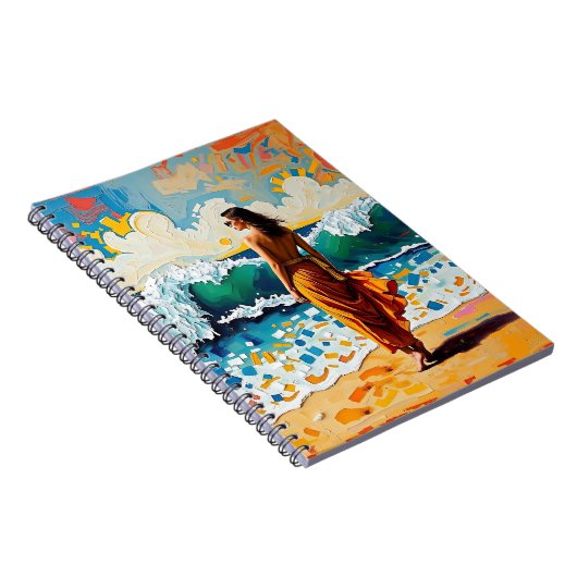 Woman on Beach Abstract Seaside Art Notizblock (Rechte Seite)