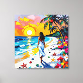 Woman on Beach Tropical Scene Leinwanddruck (Vorderseite)