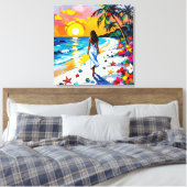 Woman on Beach Tropical Scene Leinwanddruck (Insitu (Schlafzimmer))