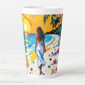 Woman on Beach Tropical Scene Milchtasse (Vorderseite)