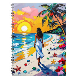 Woman on Beach Tropical Scene Notizblock