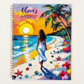Woman on Beach Tropical Scene Personalized Planer (Vorderseite)