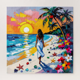 Woman on Beach Tropical Scene Puzzle