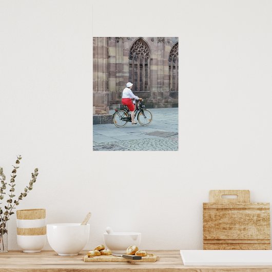 woman on bicycle poster (Küche)