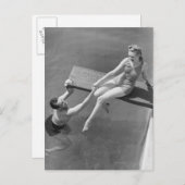 Woman on Diving Board Postkarte (Vorne/Hinten)