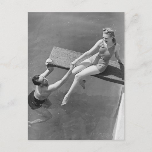 Woman on Diving Board Postkarte (Vorderseite)