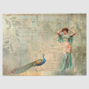Woman Peacock Textures Letter Seidenpapier