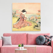 Woman picking chrysanthemums leinwanddruck (Insitu (Wohnzimmer))